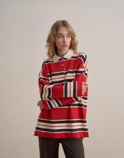 %100 pamuk polo yaka sweatshırt kırmızı