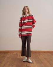 %100 pamuk polo yaka sweatshırt kırmızı 2