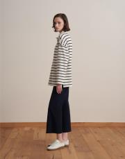 %100 pamuk çizgili sweatshırt ekru 4