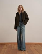 çıt çıt kapamalı yün karışımlı kaban haki 2