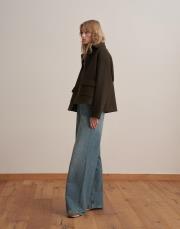 çıt çıt kapamalı yün karışımlı kaban haki 3