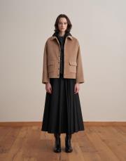 çıt çıt kapamalı yün karışımlı kaban camel