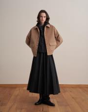 çıt çıt kapamalı yün karışımlı kaban camel 2