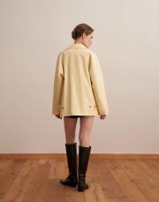 %100 koton kontrast detaylı trençkot sarı 3