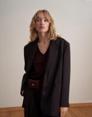 çift dğmeli yün blazer koyu mürdüm