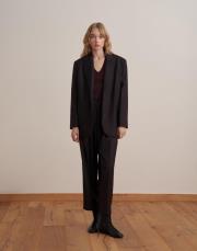 çift dğmeli yün blazer koyu mürdüm 3