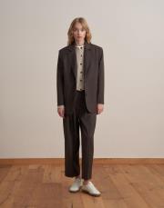 çift dğmeli yün blazer kahve