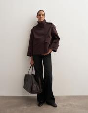 yüksek yaka koton trençkot kahve 4