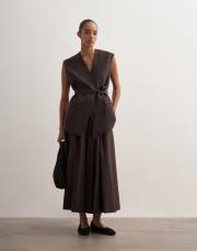 pervaz detaylı koton etek kahve 2