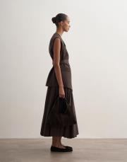 pervaz detaylı koton etek kahve 3