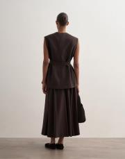 pervaz detaylı koton etek kahve 4