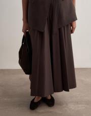 pervaz detaylı koton etek kahve 5