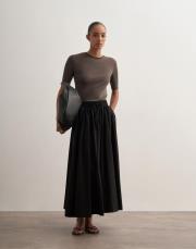 pervaz detaylı koton etek siyah