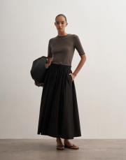pervaz detaylı koton etek siyah 3