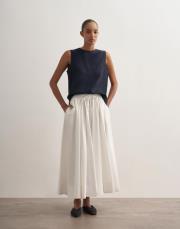 pervaz detaylı koton etek ekru 2