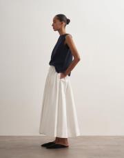 pervaz detaylı koton etek ekru 3