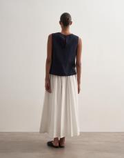 pervaz detaylı koton etek ekru 4