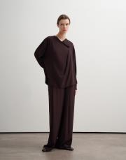 kruvaze detaylı şık bluz kahve 2