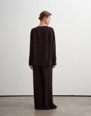 kruvaze detaylı şık bluz kahve 3