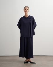 kruvaze detaylı şık bluz lacivert 2