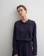 kruvaze detaylı şık bluz lacivert 4