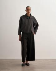 pileli geniş kesim pantolon siyah