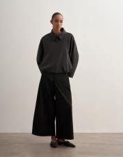 pileli geniş kesim pantolon siyah 4