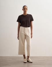 %100 koton wıde leg crop jean ekru