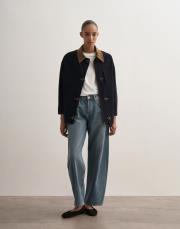 kancalı organik koton ceket lacivert