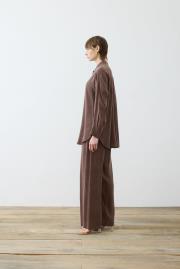 prime taşlanmış ipek pantolonlu takım kahve 2