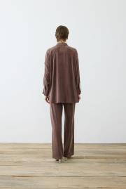 prime taşlanmış ipek pantolonlu takım kahve 3