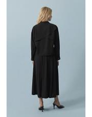 gold düğüm kemer detaylı krep etekli takım siyah 2