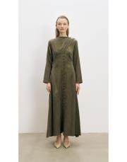 dante lyocell şal detaylı britli elbise haki