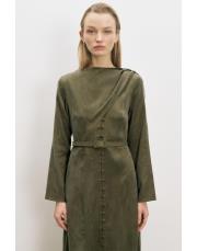 dante lyocell şal detaylı britli elbise haki 2