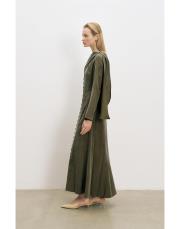 dante lyocell şal detaylı britli elbise haki 5