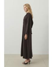 dante lyocell şal detaylı britli elbise kahve 2