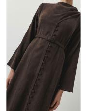 dante lyocell şal detaylı britli elbise kahve 3