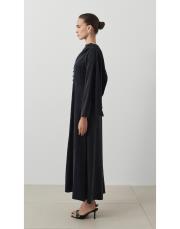 dante lyocell şal detaylı britli elbise siyah 4