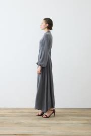 prime taşlanmış ipek brit düğmeli elbise antrasit 2