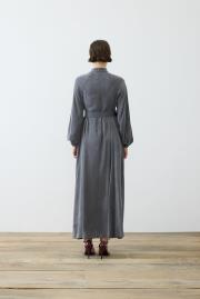 prime taşlanmış ipek brit düğmeli elbise antrasit 4