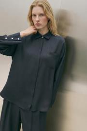 joy asetat gömlek pantolonlu takım lacivert