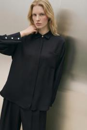 joy asetat gömlek pantolonlu takım siyah