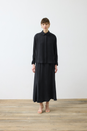 liva taşlanmış ipek verev etek takım siyah