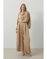 aresa asetat şal detaylı pantolonlu takım camel