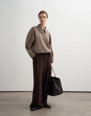 pileli dökümlü pantolon kahve 2