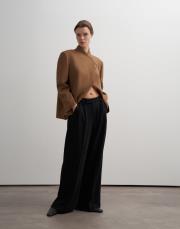 pileli dökümlü pantolon siyah