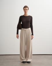 pileli dökümlü pantolon taş