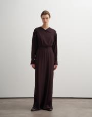 asimetrik kesim dökümlü pantolon kahve