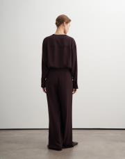 asimetrik kesim dökümlü pantolon kahve 2