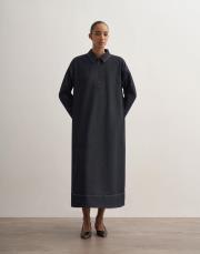 fermuarlı denim elbise lacivert 3